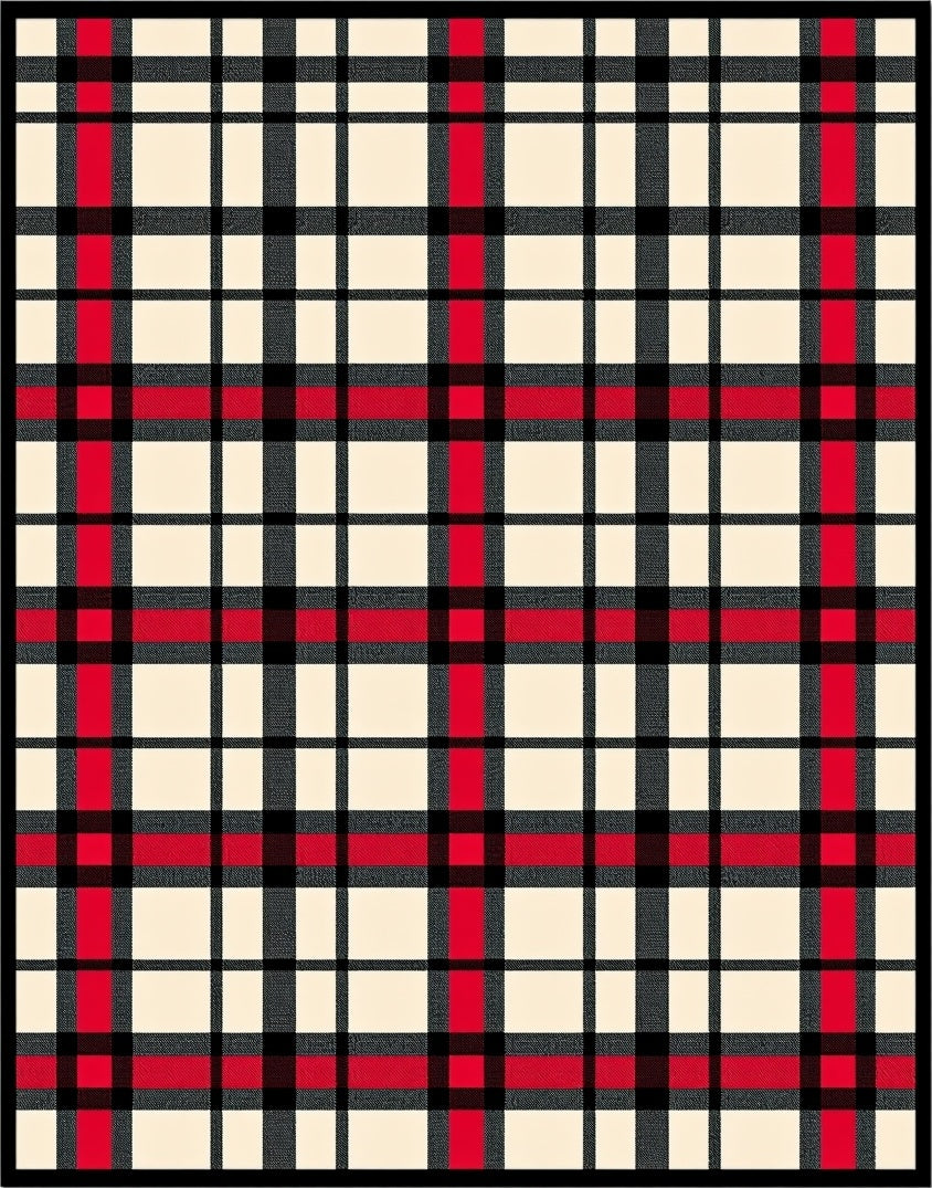 Classic Red Black Plaid Checkered Rug