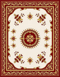 Deep Red Golden Floral Medallion Rug