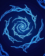 Electric Blue Swirling Neon Vortex Rug