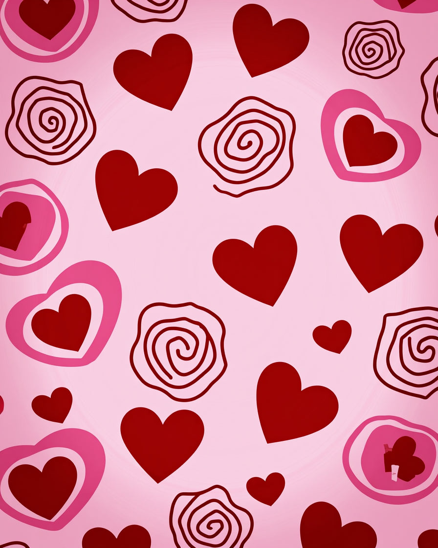 Pink Hearts And Roses Abstract Rug