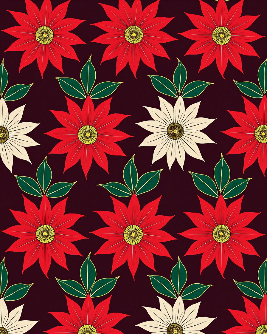 Crimson Flower With Cream Accents Rug