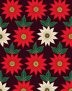 Crimson Flower With Cream Accents Rug