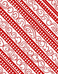 Red White Scrolling Vine Stripe Rug