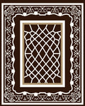 Dark Brown White Geometric Lattice Frame Rug
