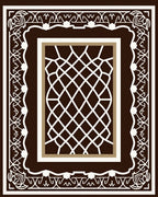 Dark Brown White Geometric Lattice Frame Rug