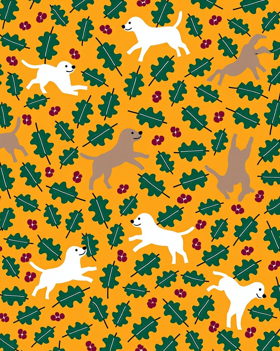 Playful Dogs Amber Leaf Cluster Rug