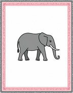Gray Elephant Whimsical Pinstripe Rug
