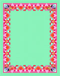 Vibrant Pink Mint Floral Border Rug