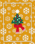 Golden Snowflakes Christmas Tree Rug