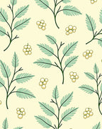 Light Yellow Botanical Branch Clusters Rug