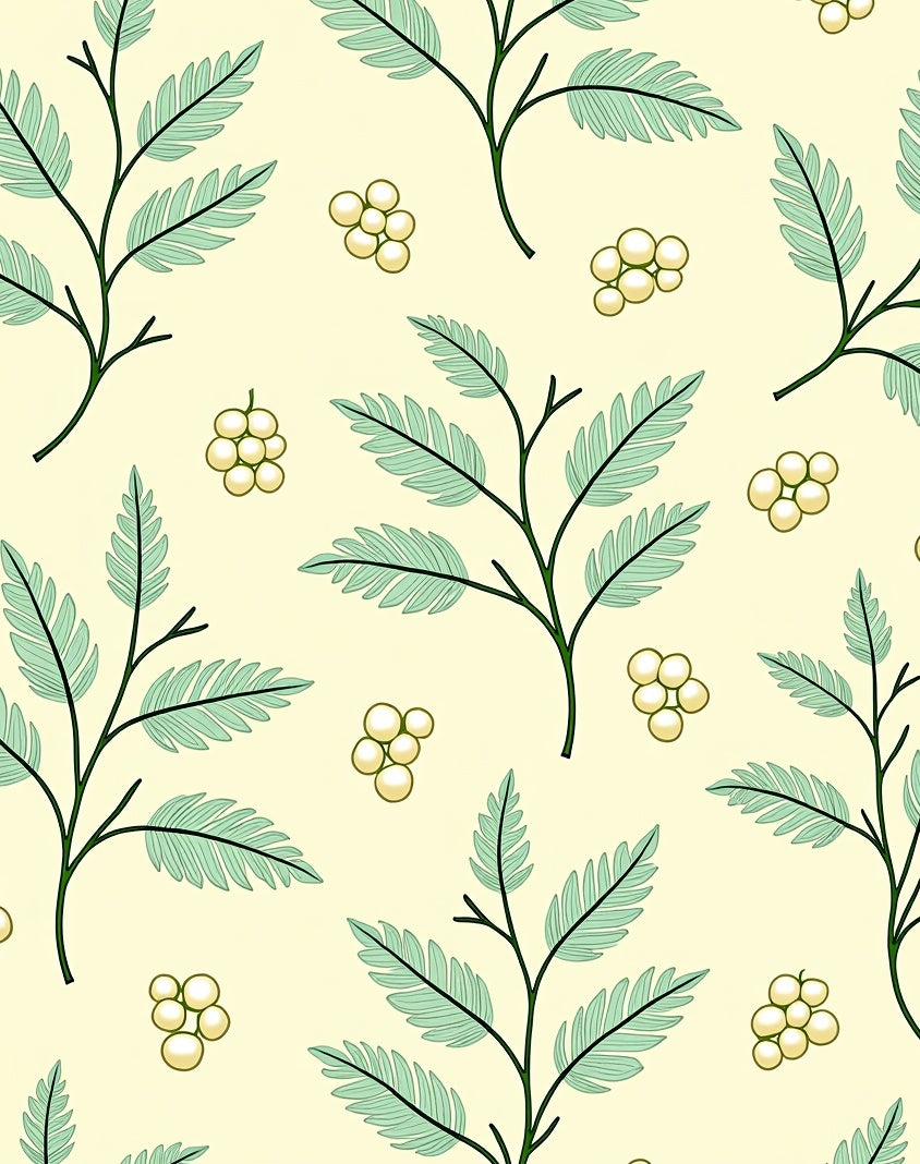 Light Yellow Botanical Branch Clusters Rug