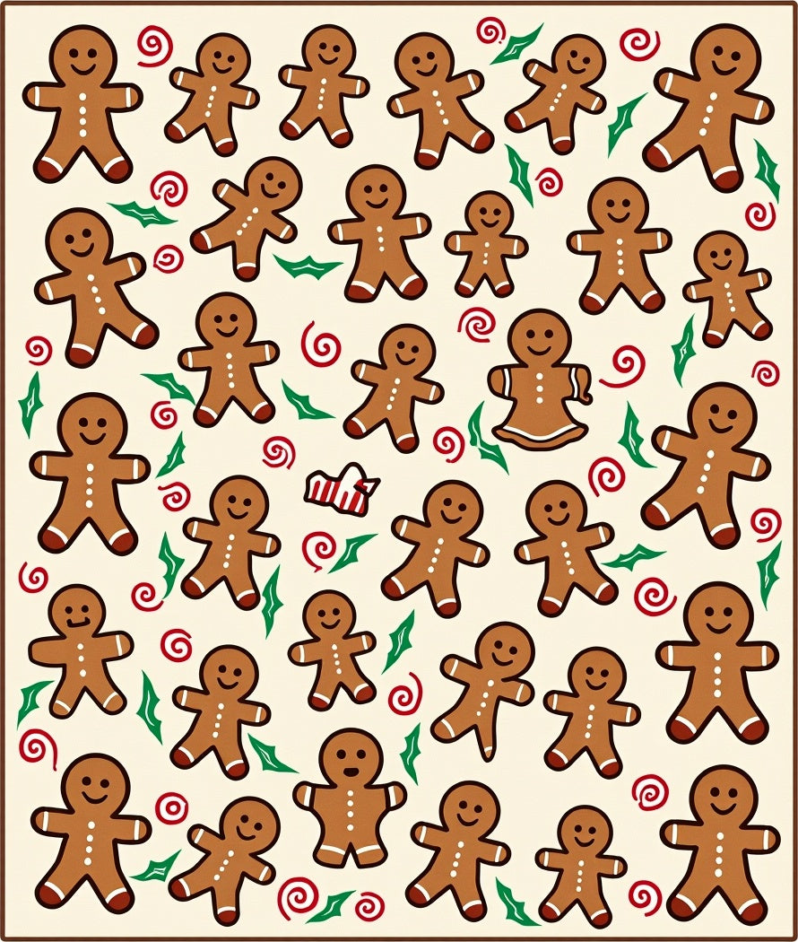 Happy Gingerbread Man Christmas Garland Rug