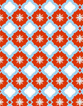 Red Blue White Snowflake Lattice Rug