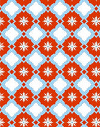 Red Blue White Snowflake Lattice Rug