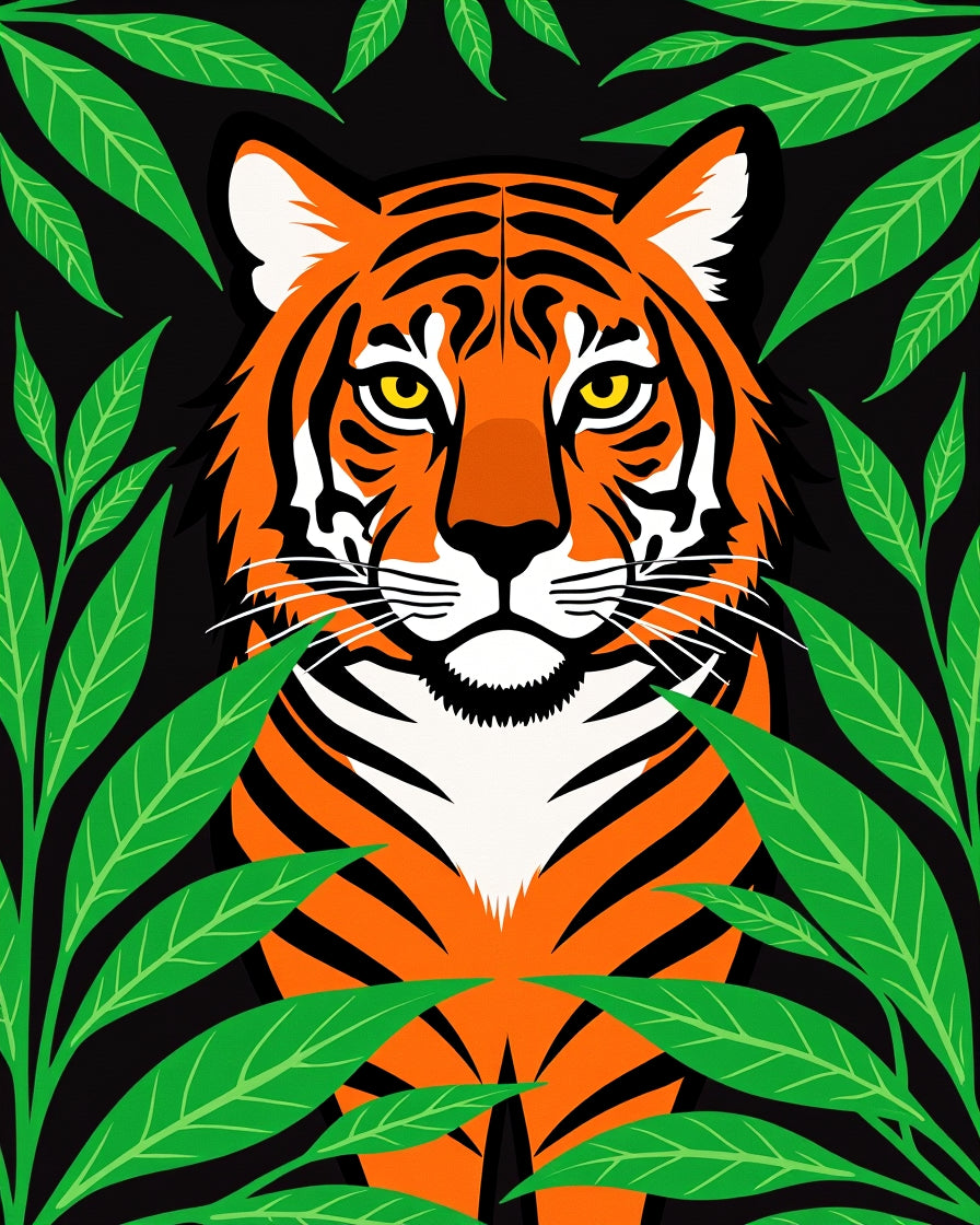 Vibrant Tiger Tropical Greenery Rug