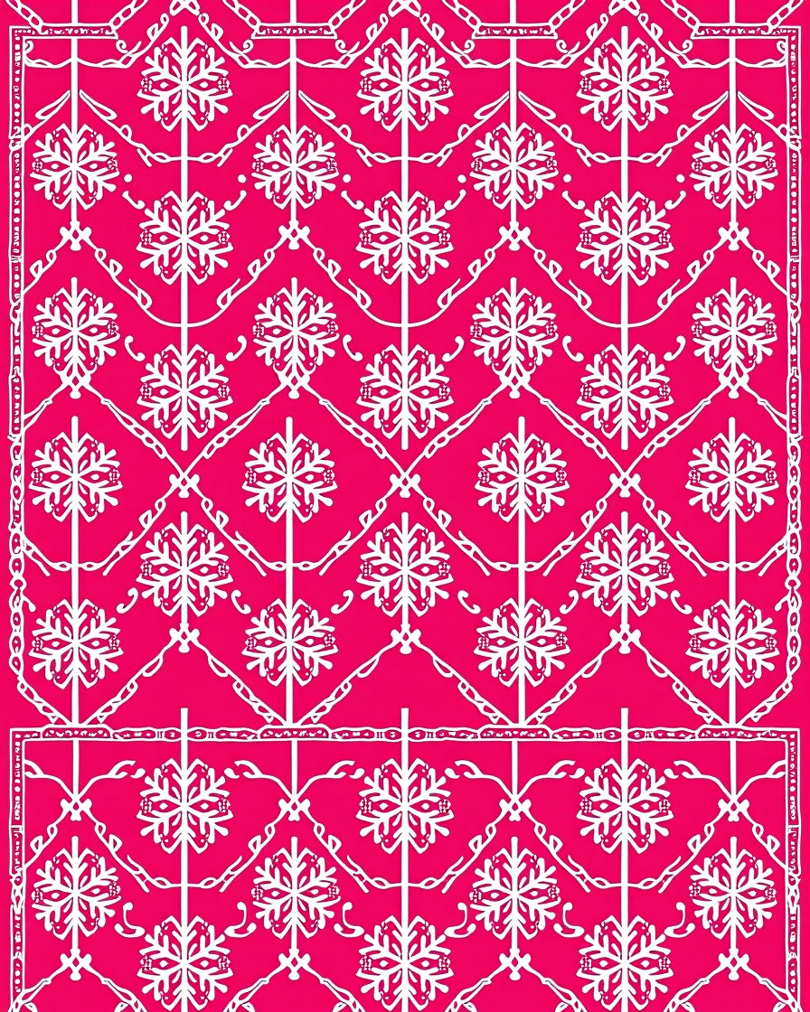 Bright Pink Snowflake Lattice Rug