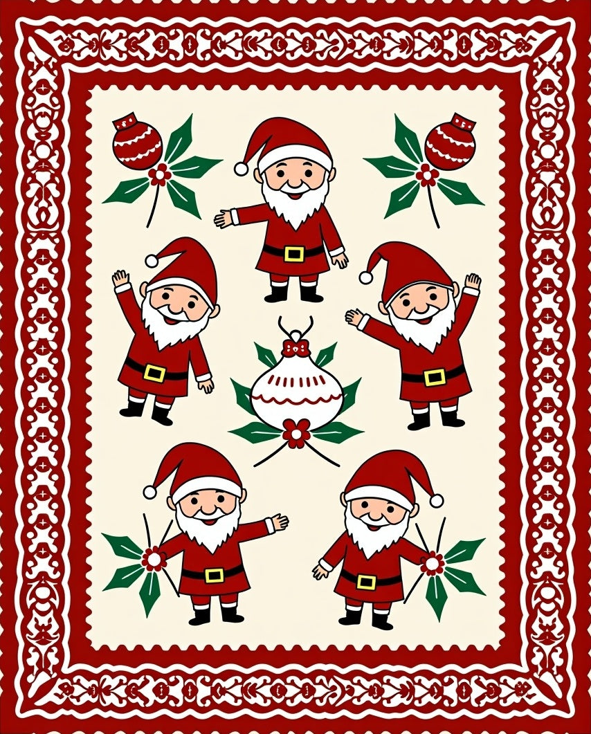Whimsical Santa Claus Festive Holiday Rug