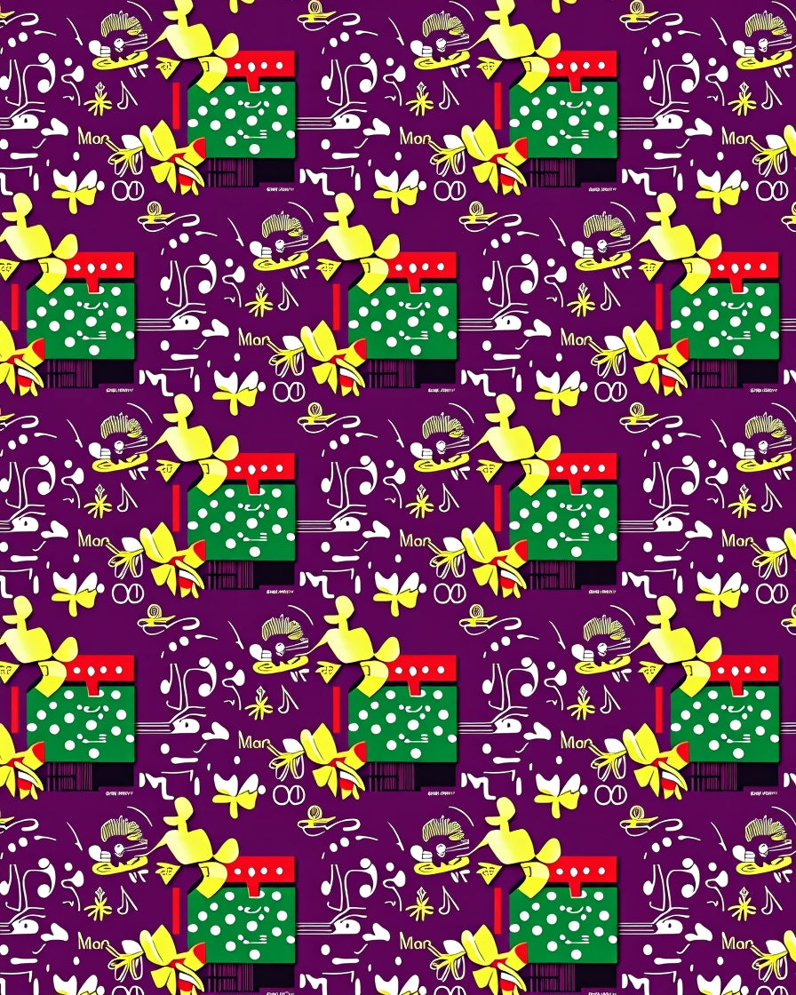 Purple Gift Bow Music Notes Rug