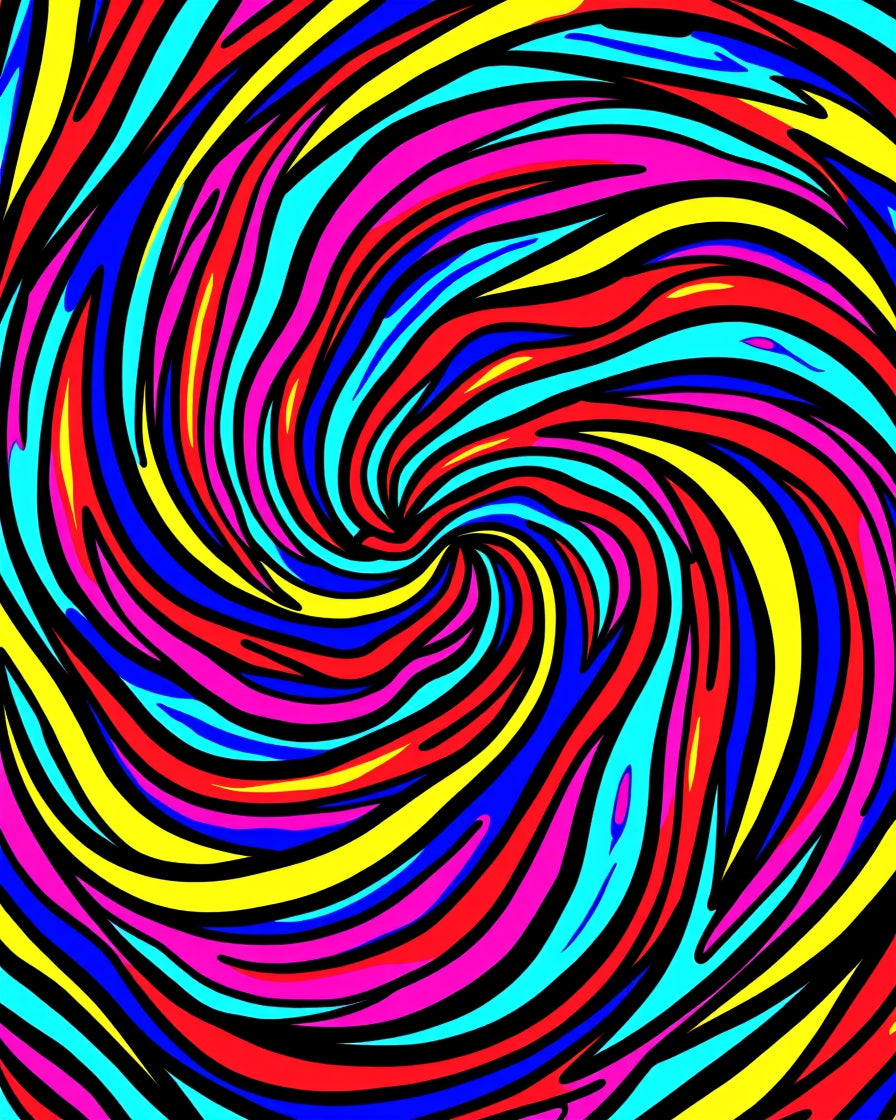 Vibrant Psychedelic Swirl Stripes Rug