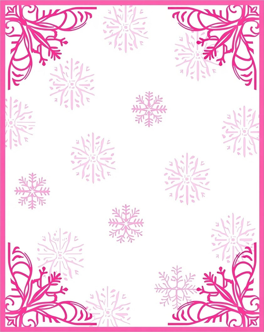 Pink Snowflake Corner Accents Rug
