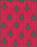 Crimson Plaid Evergreen Trees Rug