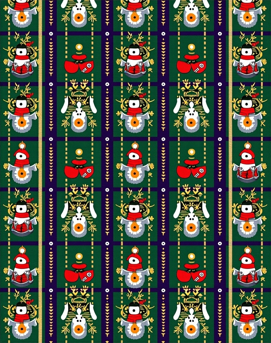 Green Festive Character Stripe Rug