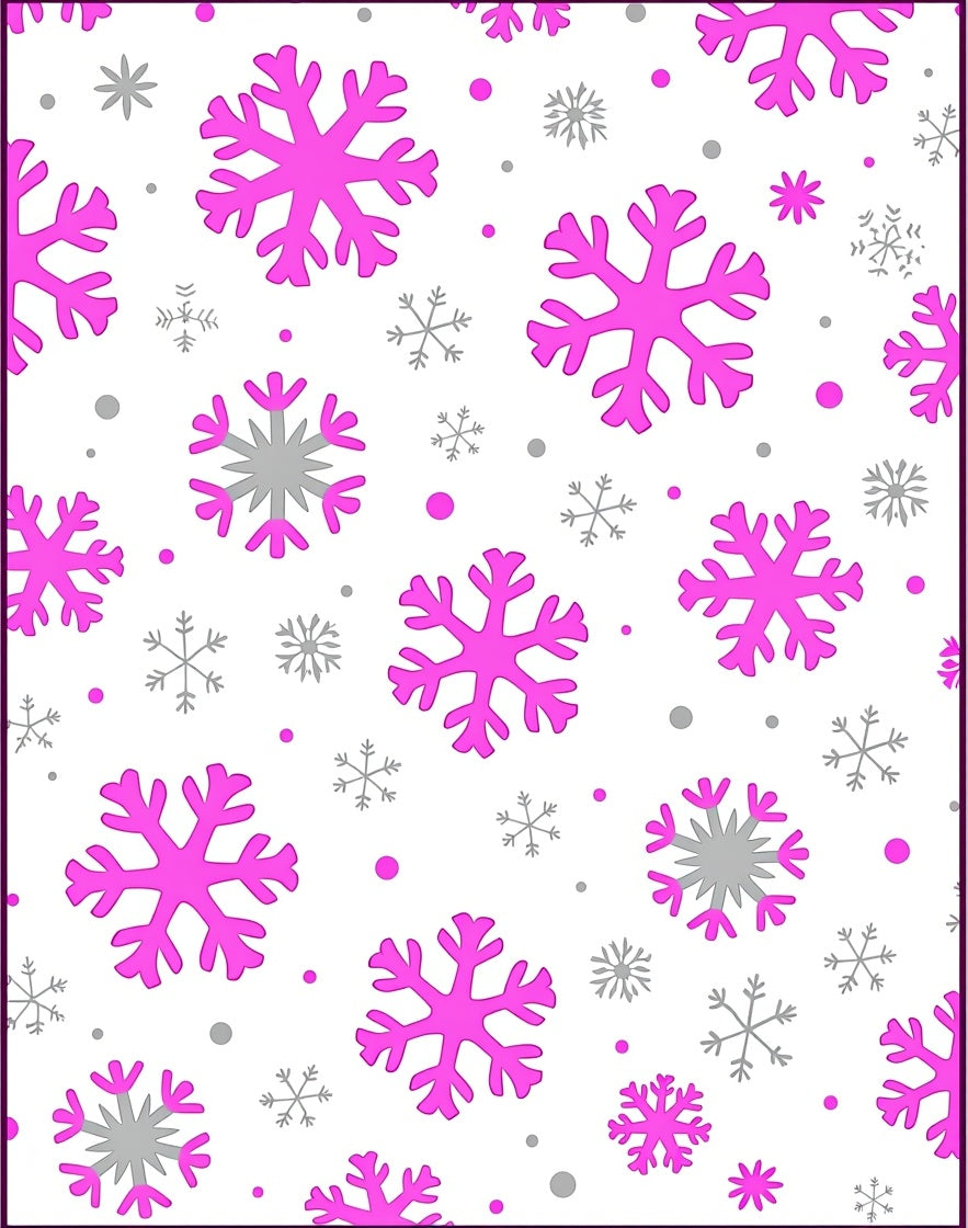 Pink And Gray Snowflake Medley Rug