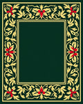Regal Green Floral Scroll Border Rug