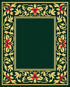 Regal Green Floral Scroll Border Rug