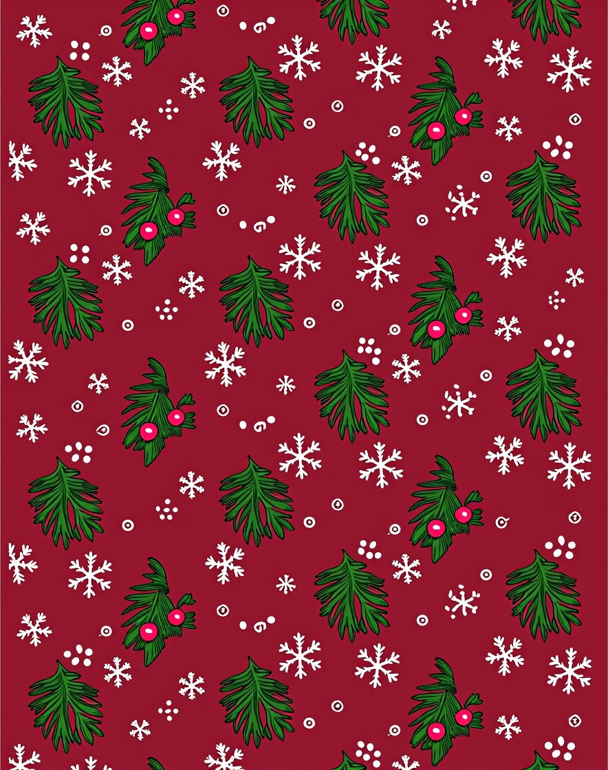 Holliday Green Fir Snowflakes Red Rug