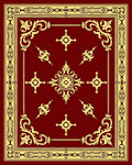 Rich Crimson Golden Ornate Floral Rug