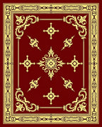 Rich Crimson Golden Ornate Floral Rug