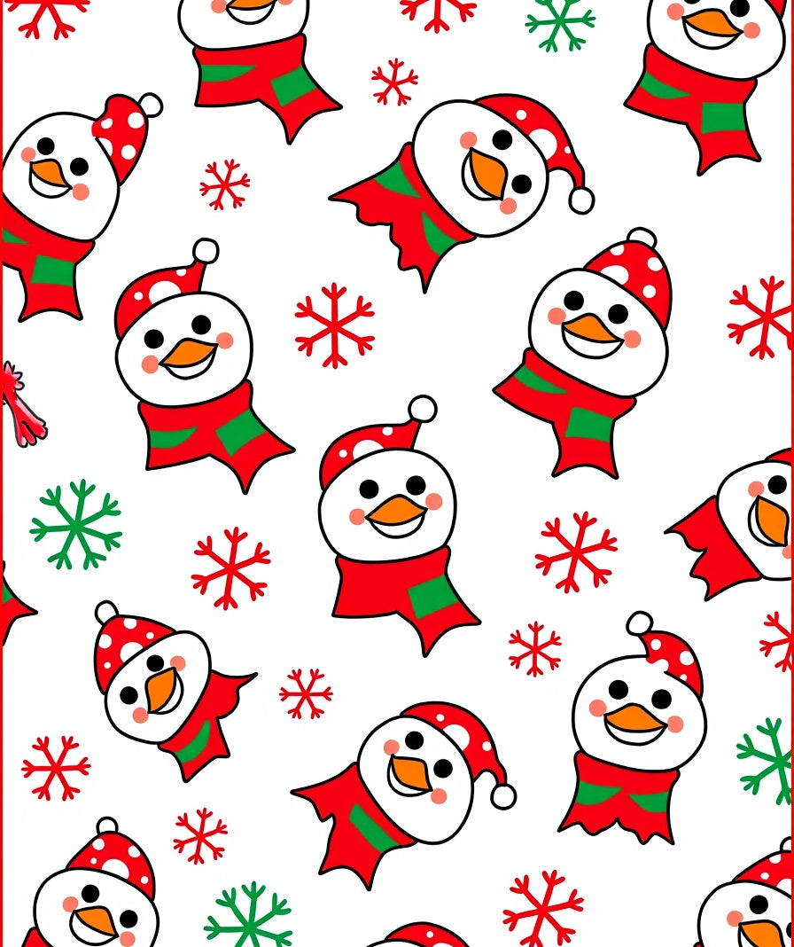 Joyful Snowman Red Green Snowflake Garland Rug