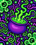 Vibrant Purple Cauldron Swirl Stars Rug