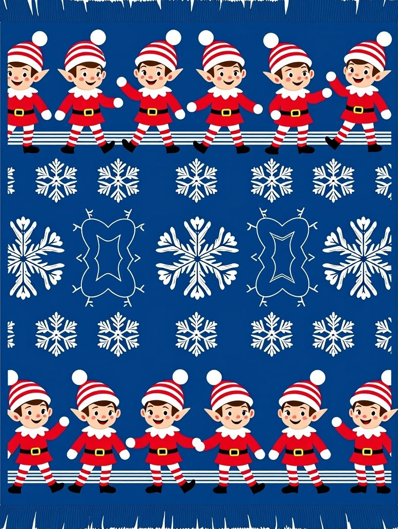 Jolly Elves Snowflake Blue Knit Rug