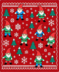 Gnomes And Snowflakes Christmas Red Rug