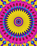Vibrant Yellow Pink Geometric Sunburst Rug