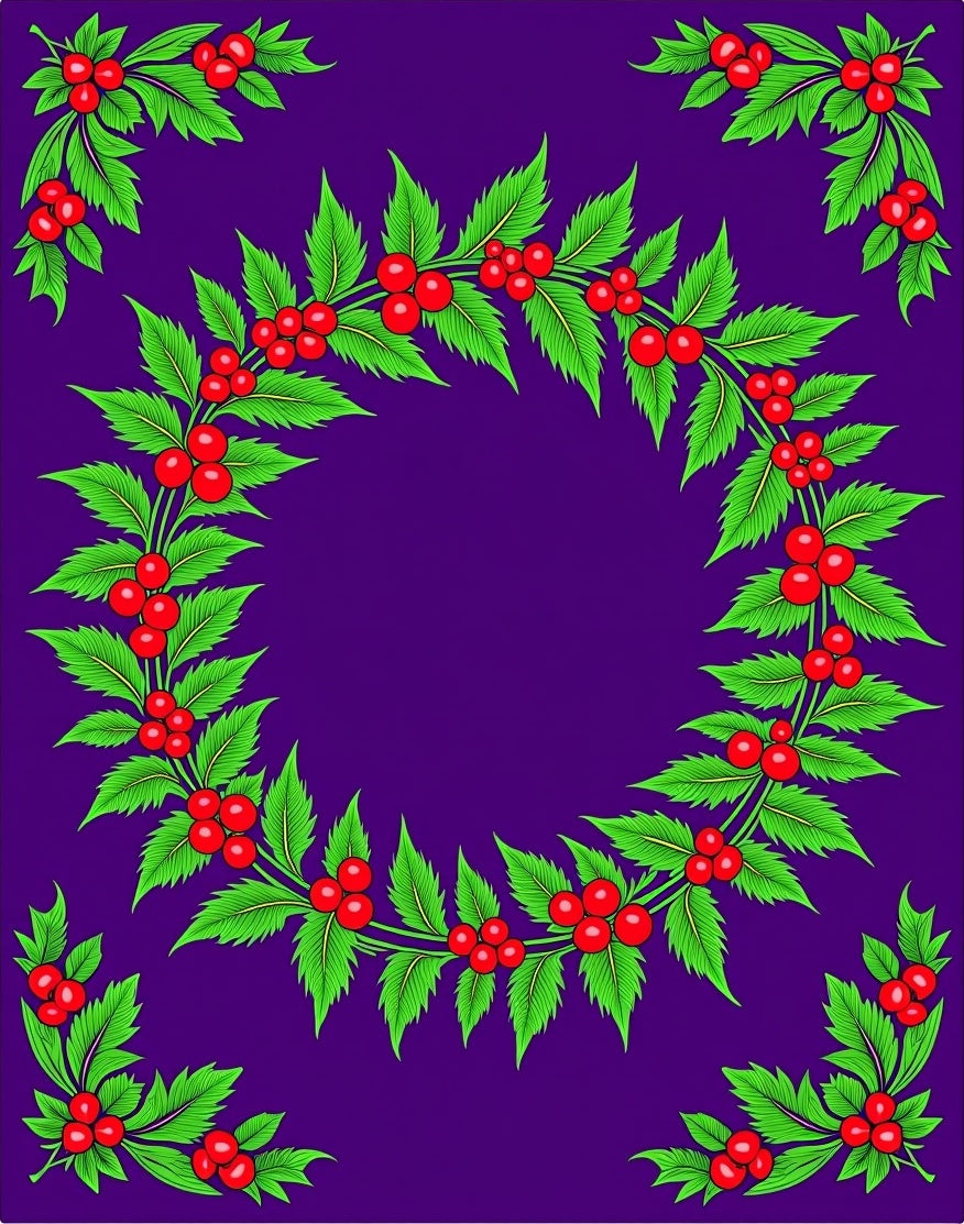 Vibrant Holly Berry Garland Swirl Rug