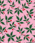 Pink Holly Berry Branch Repeating Rug