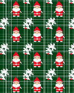 Christmas Gnome Green Tartan Scene Rug