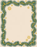 Green Pine Garland Gold Star Border Rug