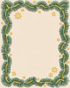 Green Pine Garland Gold Star Border Rug