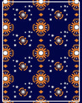 Navy Orange Floral Starburst Scatter Rug