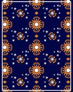 Navy Orange Floral Starburst Scatter Rug