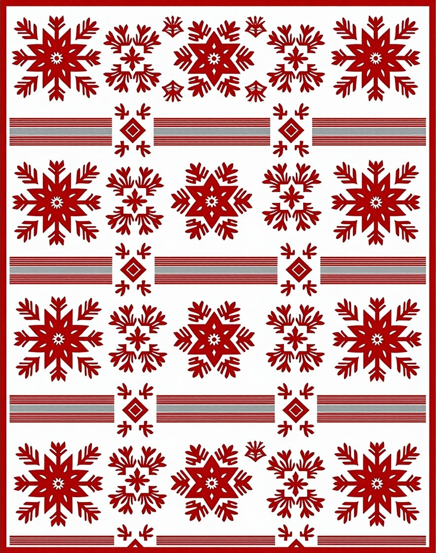 Crimson Snowflake Star Stripes Rug