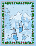 Winter Blue Moccasins Snowflake Mountains Snowflakes Rug