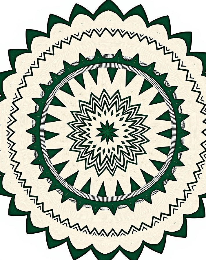 Emerald Green Abstract Sunburst Rug