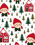 Whimsical Gnomes Red Houses Evergreen Forest Rug