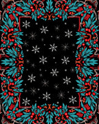 Festive Holly Berry Snowflake Frame Rug