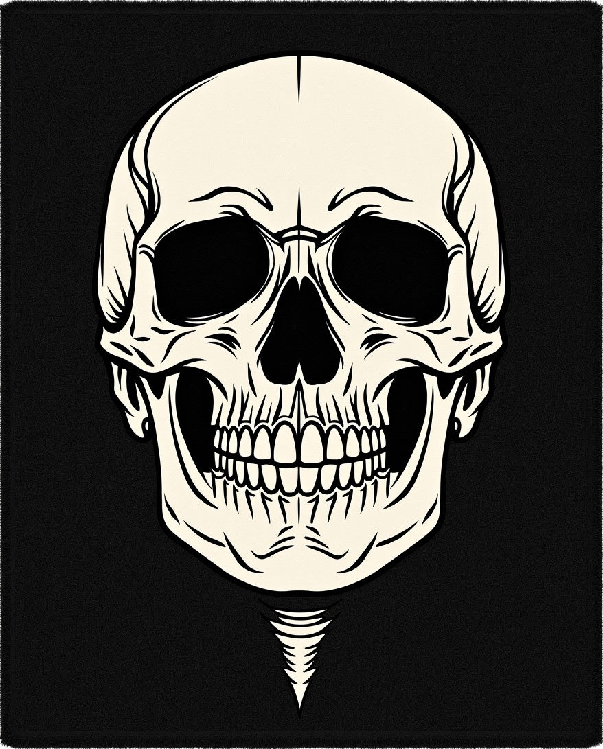 Eerie Cream Skull Black Backdrop Rug
